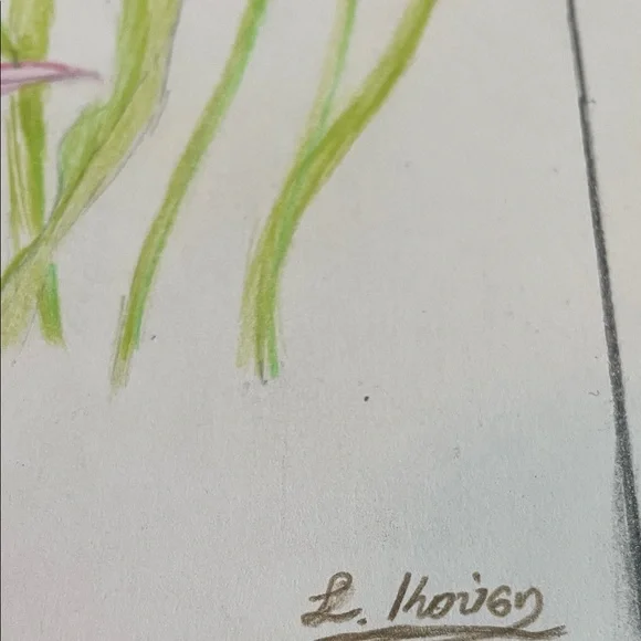 Original Floral Art  with Pink and Green Accents Signed By Artist L Kousy - Picture 6 of 9